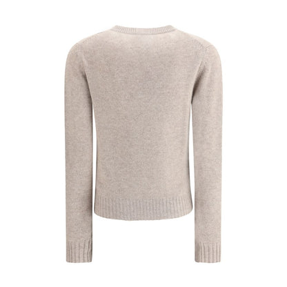 Sweater by Allude for women in cashmere & capra leather beige features an tactile silhouette, showcasing a sophisticated crew neckline and tactile for a refined finish.