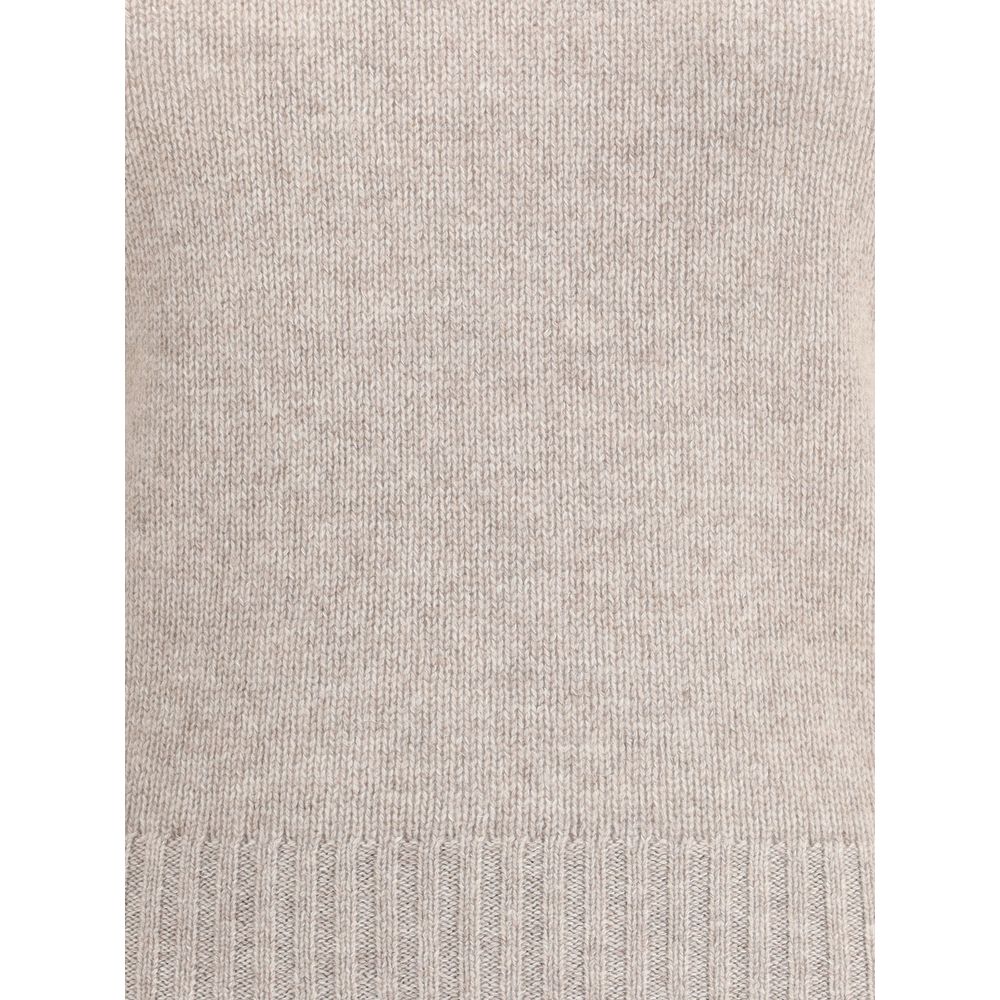 Sweater by Allude for women in cashmere & capra leather beige showcases a sumptuous silhouette, artfully finished with a sumptuous and for a sophisticated, sumptuous look.