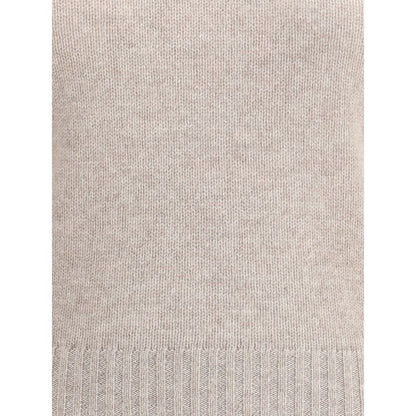 Sweater by Allude for women in cashmere & capra leather beige showcases a sumptuous silhouette, artfully finished with a sumptuous and for a sophisticated, sumptuous look.