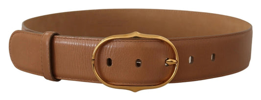 Belt by Dolce & Gabbana for women in leather & metal brown & gold features an artisanal finish, elegantly showcasing the signature style and artisanal craftsmanship of the Leather & Metal Belt design.