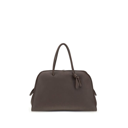 This large Travel Bowling Handbag by Jacquemus for women in bos taurus calf grained leather and brown & signature presents a sculptural silhouette featuring a secure zipper, ample , and versatile for a sculptural finish.