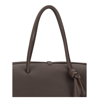 large Travel Bowling Handbag by Jacquemus for women in bos taurus calf grained leather brown & signature features an refined silhouette, showcasing a secure zipper, ample , and versatile for a sophisticated refined aesthetic.