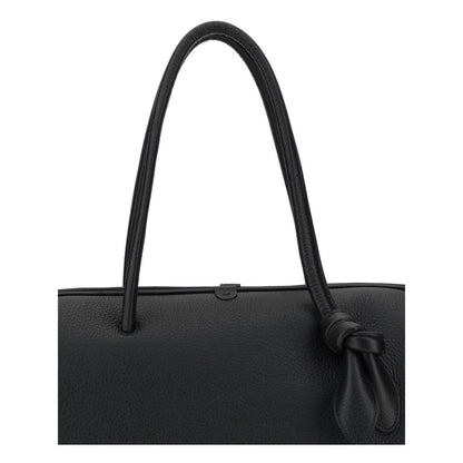 large Travel Bowling Handbag by Jacquemus for women in bos taurus calf grained leather black & signature features a contemporary silhouette, showcasing a secure zipper, ample , and contemporary for a sophisticated look.