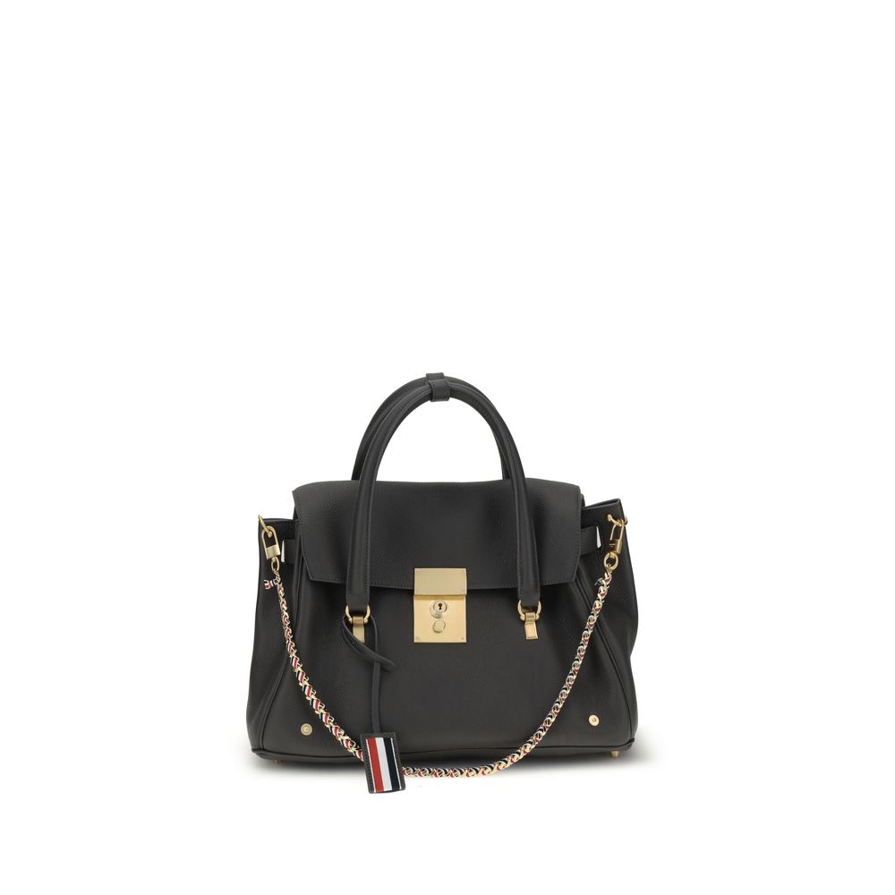 Shoulder Bag by Thom Browne for women in bio-acetate & bos taurus grained calf leather gray, signature & striped presents a versatile silhouette, showcasing a secure and versatile internal-pockets with versatile shoulder-strap & handle for a sophisticated look.
