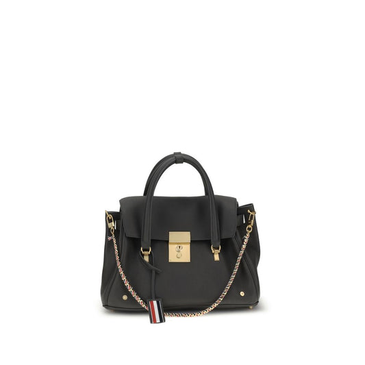 Shoulder Bag by Thom Browne for women in bio-acetate & bos taurus grained calf leather gray, signature & striped presents a versatile silhouette, showcasing a secure and versatile internal-pockets with versatile shoulder-strap & handle for a sophisticated look.