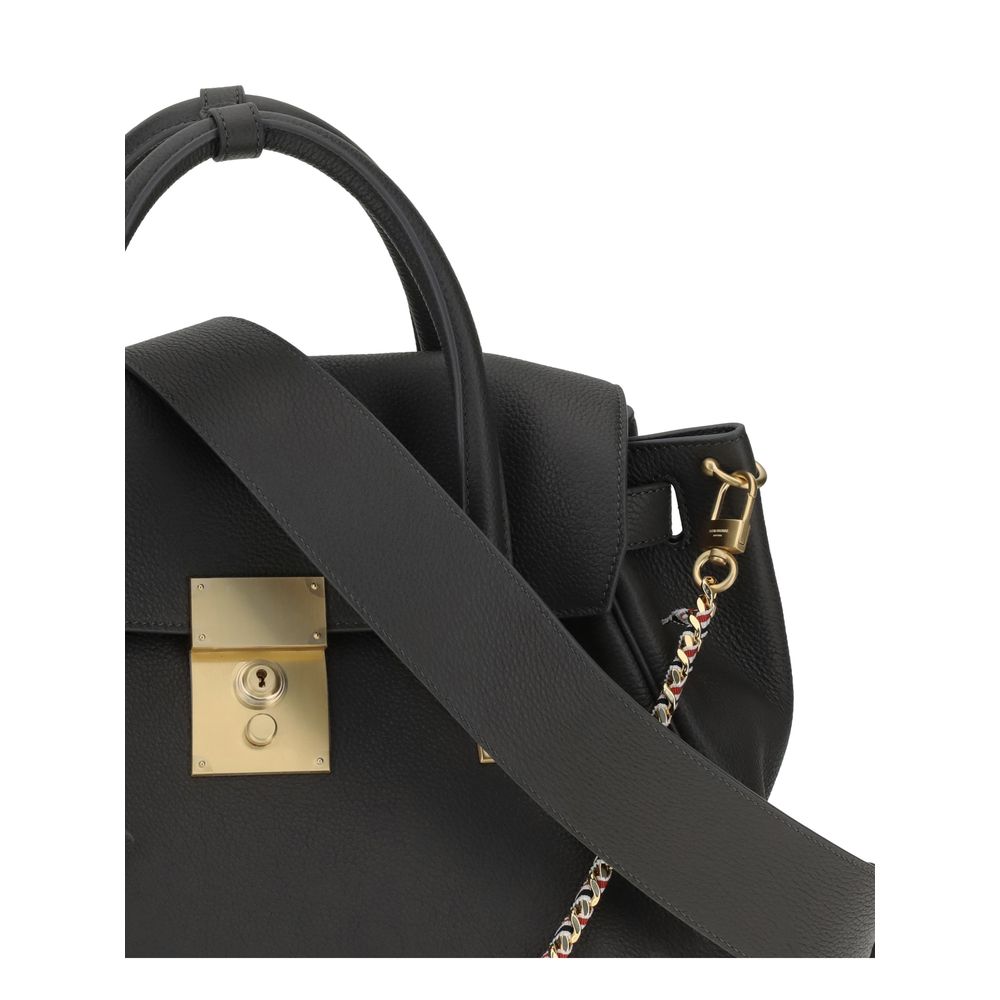 Shoulder Bag by Thom Browne for women in bio-acetate & bos taurus grained calf leather gray, signature & striped features a enviable silhouette, showcasing a secure , ample internal-pockets, and enviable shoulder-strap & handle for a enviable finish.