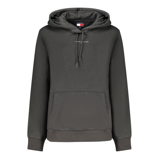 Hooded Sweatshirt Hoodie by Tommy Hilfiger for women in cotton polyester black features an luminous silhouette, showcasing a sophisticated hooded neckline and for a truly luminous look.