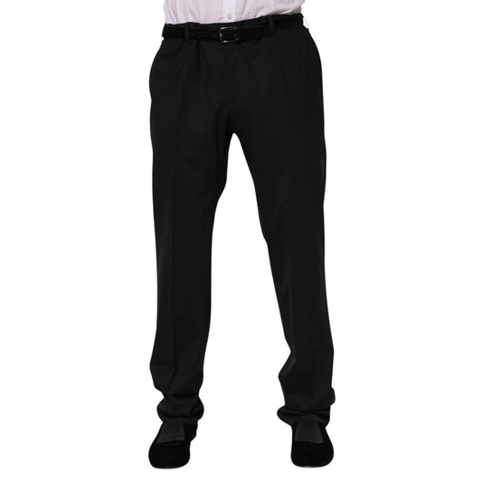 Trousers by Dolce & Gabbana for men in virgin wool black features an sartorial silhouette, showcasing a precise and long with a sartorial for a refined look.