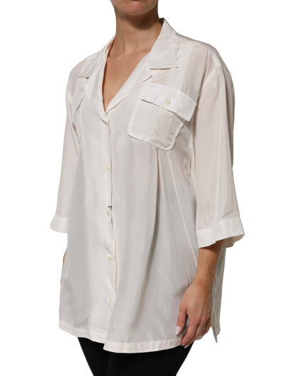 Dolce & Gabbana Women's Three-Quarter-Sleeve; Short-Sleeve Silk Blouse - White