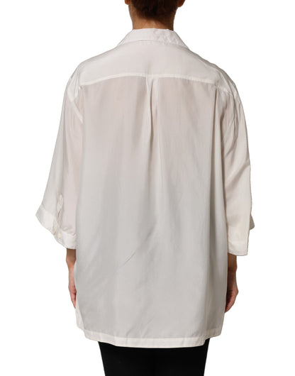Dolce & Gabbana Women's Three-Quarter-Sleeve; Short-Sleeve Silk Blouse - White
