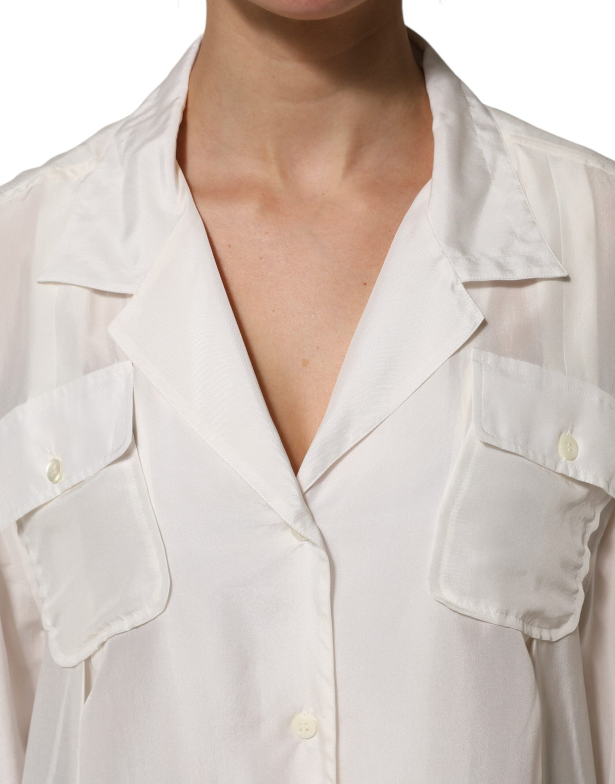 Dolce & Gabbana Women's Three-Quarter-Sleeve; Short-Sleeve Silk Blouse - White