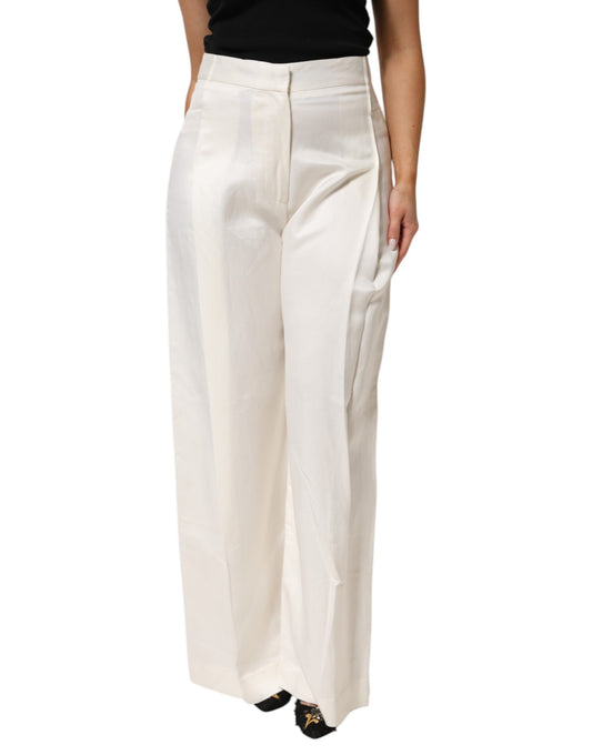 Palazzo Pants by Brian Dales for women in linen viscose & cotton white features a refined silhouette with a refined flared & wide, defined by a high rise and a refined long for a refined finish.