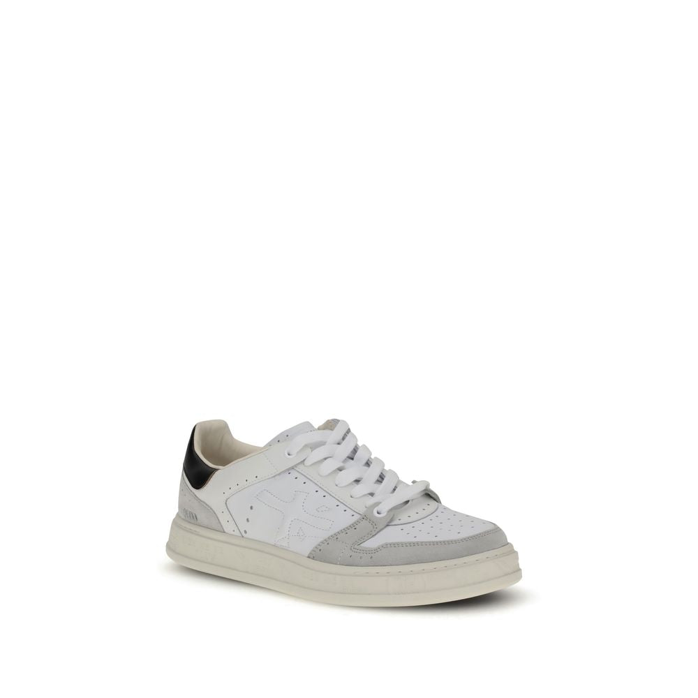 Sneakers by Premiata for men in bos taurus calf leather white presents a sumptuous silhouette, artfully capturing the essence of the Men's Low Top Bos Taurus Calf Leather Sneakers with its sumptuous low-top style design.