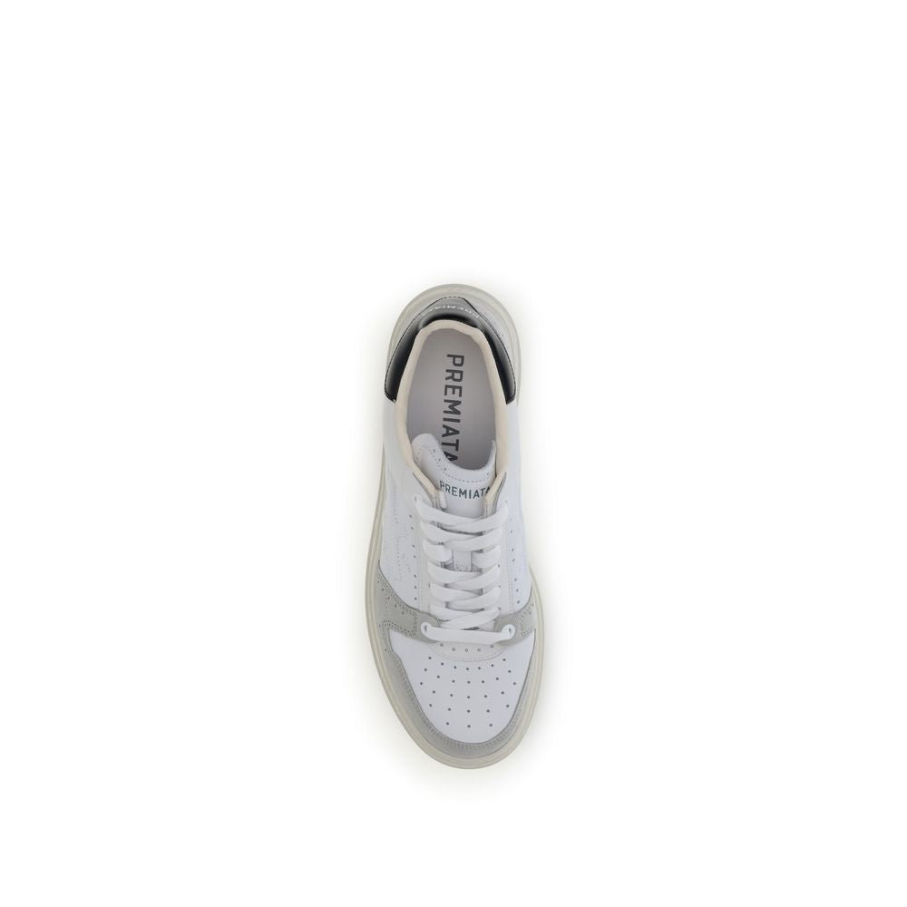 Sneakers by Premiata for men in bos taurus calf leather white presents a sumptuous silhouette as Men's Low Top Bos Taurus Calf Leather Sneakers, expertly defined by a sumptuous low-top style for a sumptuous, high-fashion look.
