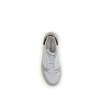 Sneakers by Premiata for men in bos taurus calf leather white presents a sumptuous silhouette as Men's Low Top Bos Taurus Calf Leather Sneakers, expertly defined by a sumptuous low-top style for a sumptuous, high-fashion look.