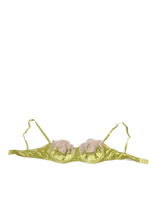 Dolce & Gabbana Women's Lace Satin & Silk Bra - Beige Lime Green