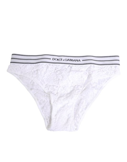 Dolce & Gabbana Women's Polyamide Lace Underpants Briefs - White Floral