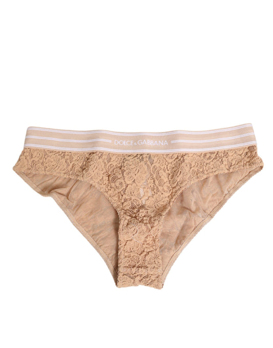 Dolce & Gabbana Women's Polyamide Lace Underpants Briefs - Beige Floral