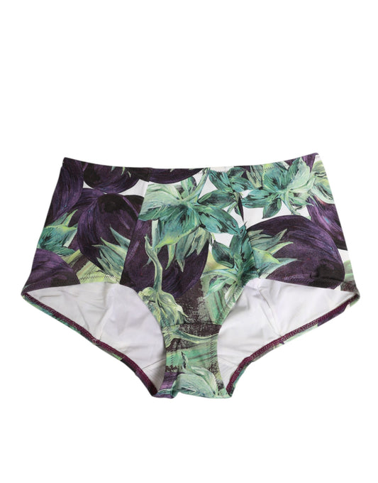 Underpants Briefs by Dolce & Gabbana for women in stretch polyamide green, multicolor, purple, white & print features an sultry silhouette, showcasing a sultry fit from the Women's High Rise Stretch Polyamide Underpants Briefs collection.