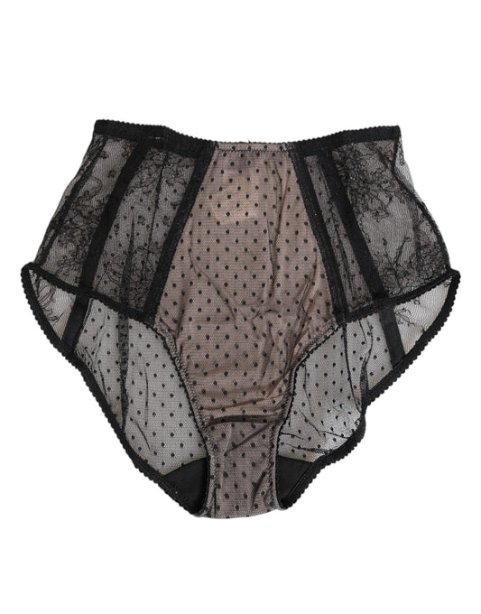 Underpants Briefs by Dolce & Gabbana for women in lace mesh polyamide & viscose black features a discreet silhouette, showcasing the discreet design and refined cut of this Women's High Rise Lace Mesh Polyamide & Viscose Underpants Briefs for a truly discreet finish.