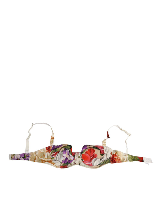 Bra by Dolce & Gabbana for women in silk and beige, multicolor, floral & print showcases a cute silhouette, artfully capturing the essence of Women's Silk Bra with its cute design and meticulous finish.