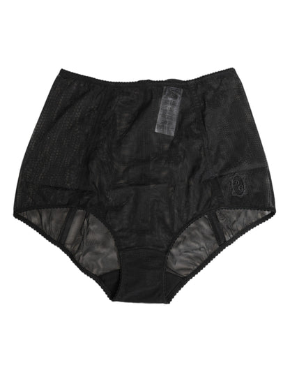 Dolce & Gabbana Women's High Rise Nylon Polyamide & Spandex Waisted Briefs - Black