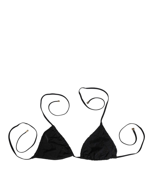 Swimwear Top by Dolce & Gabbana for women in polyamide & elastane spandex black features a beach chic silhouette, beautifully showcasing the signature design of the Women's Polyamide & Elastane Spandex Swimwear Top.