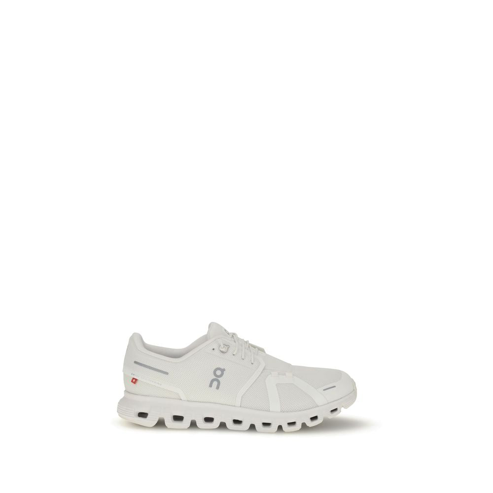 Athletic Sneakers by ON for men in tu polyester & polyurethane white showcases a architectural silhouette, artfully capturing the essence of the Men's Athletic TU Polyester & Polyurethane Sneakers with its signature architectural athletic style construction.