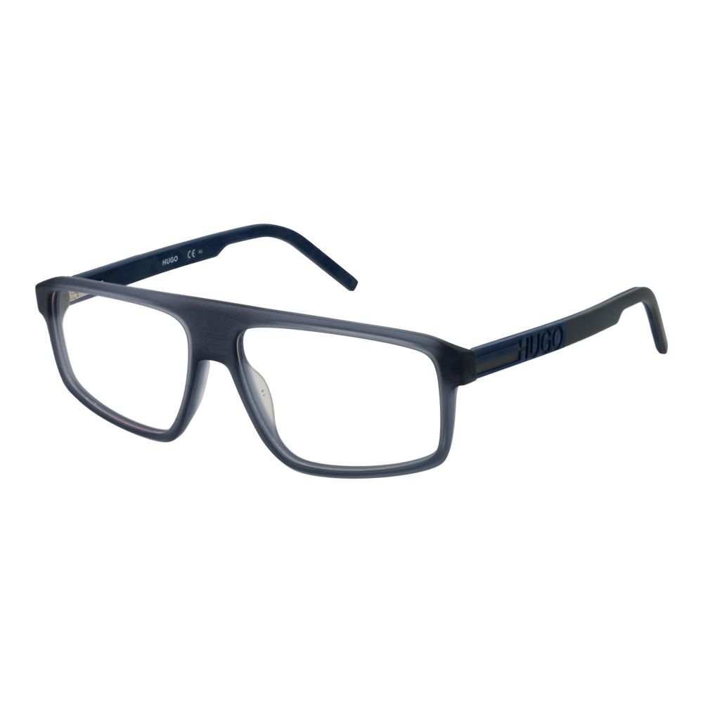 Eyeglasses Frames by Hugo Boss for men in acetate blue features an refined silhouette, showcasing a sophisticated blue coloured frame and refined full-frame frame design for a refined look.