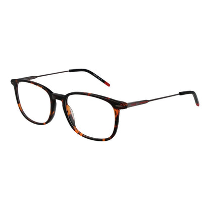 Eyeglasses Frames by Hugo Boss for men in acetate brown features a refined silhouette, showcasing a refined brown coloured frame and full-frame frame design for a sophisticated, premium look.