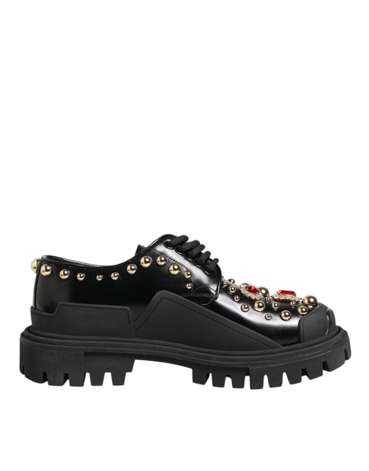 Dolce & Gabbana Women's Leather & Crystal Lace-Up Ankle Boots - Black Gold Red