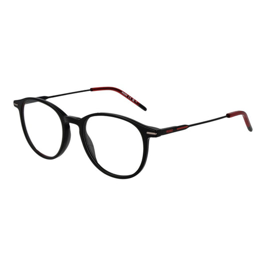 Eyeglasses Frames by Hugo Boss for men in acetate black features an refined silhouette, showcasing the refined black coloured frame and sophisticated full-frame frame design.