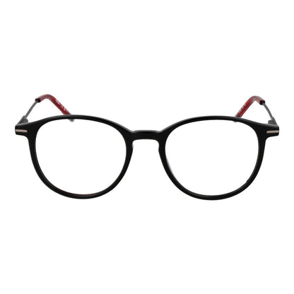 Eyeglasses Frames by Hugo Boss for men in acetate black features an refined silhouette, showcasing a sophisticated black coloured frame and refined full-frame frame design for a refined look.