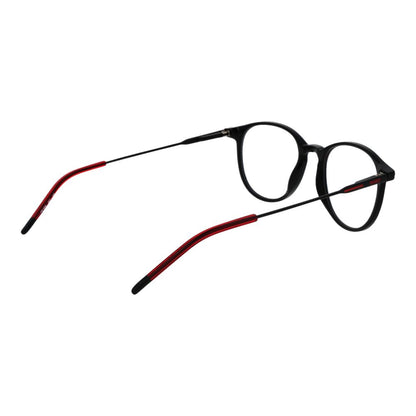 Eyeglasses Frames by Hugo Boss for men in acetate black features a refined silhouette, showcasing a refined black coloured frame and full-frame frame design for a sophisticated, premium look.