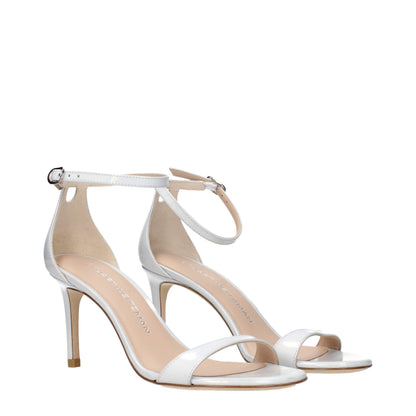 Stiletto Sandals by Stuart Weitzman for women in leather white features an effortlessly chic silhouette from the Women's Leather Stiletto Sandals collection, showcasing a effortlessly chic stiletto and elegant .
