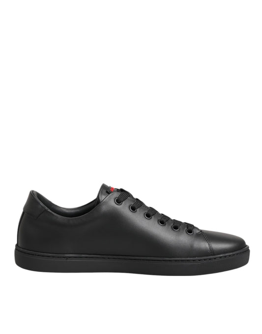 Dolce & Gabbana Heart Women's Low Top Calf Leather Crystal & Rubber Sneakers - Black Red