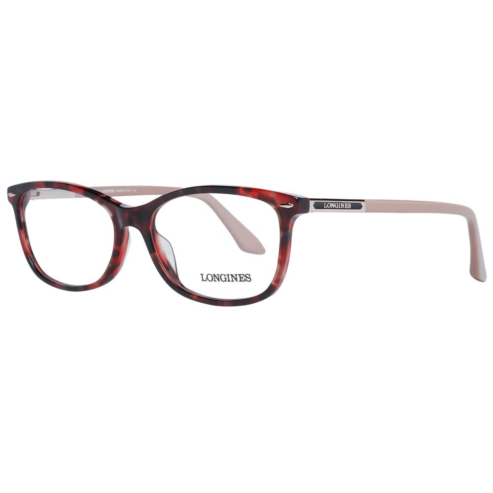 Eyeglasses Frames by Longines for women in and red showcases an refined full-frame frame design featuring a sophisticated red coloured frame for an refined and refined aesthetic.