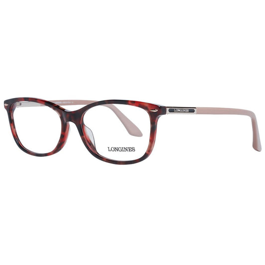 Eyeglasses Frames by Longines for women in and red showcases an refined full-frame frame design featuring a sophisticated red coloured frame for an refined and refined aesthetic.