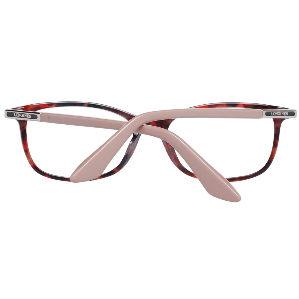 Eyeglasses Frames by Longines for women in red features a refined silhouette, showcasing a refined red coloured frame and full-frame frame design for a sophisticated, premium look.