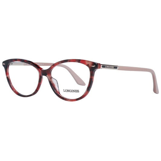 Eyeglasses Frames by Longines for women in and red showcases a refined silhouette, detailed with a red coloured frame finish and a sophisticated full-frame frame design.