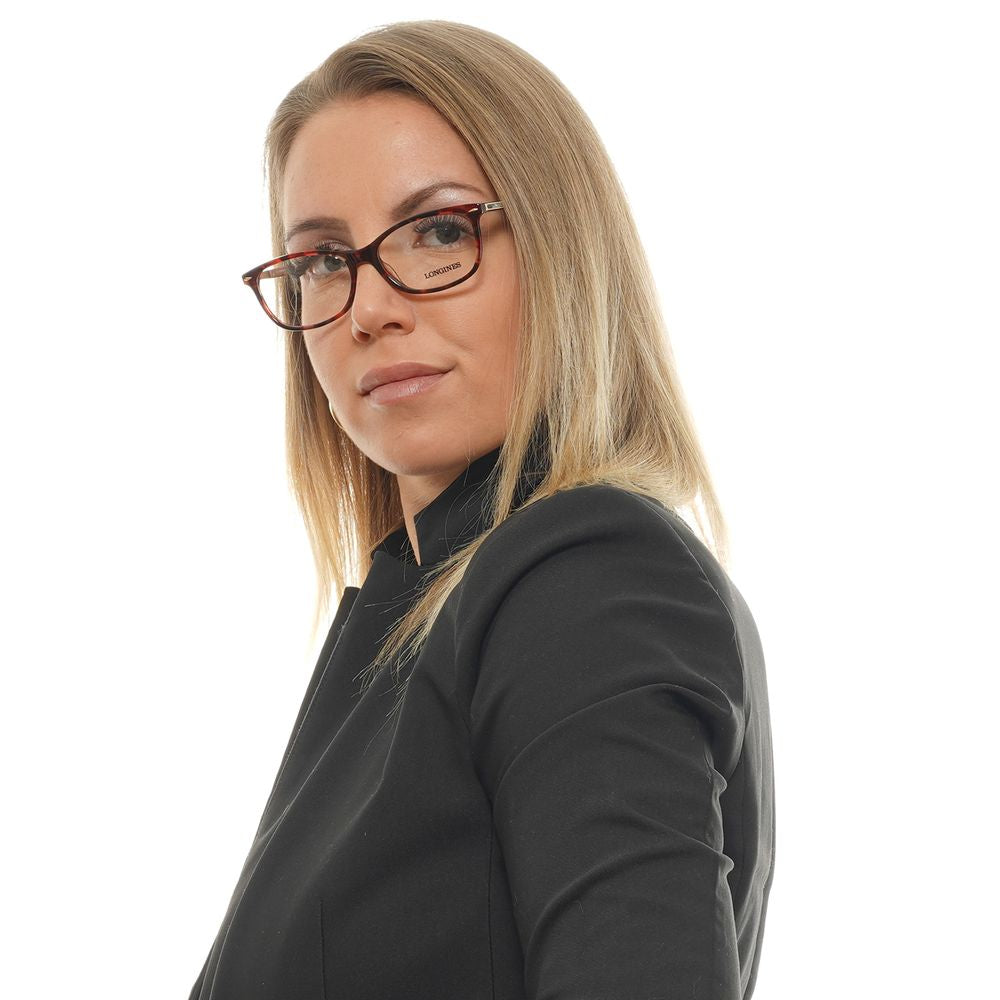Eyeglasses Frames by Longines for women in red showcases a refined full-frame frame design with a refined red coloured frame finish for a refined and sophisticated look.
