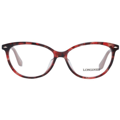 Eyeglasses Frames by Longines for women in red features a refined silhouette, showcasing a refined red coloured frame and full-frame frame design for a sophisticated, premium look.