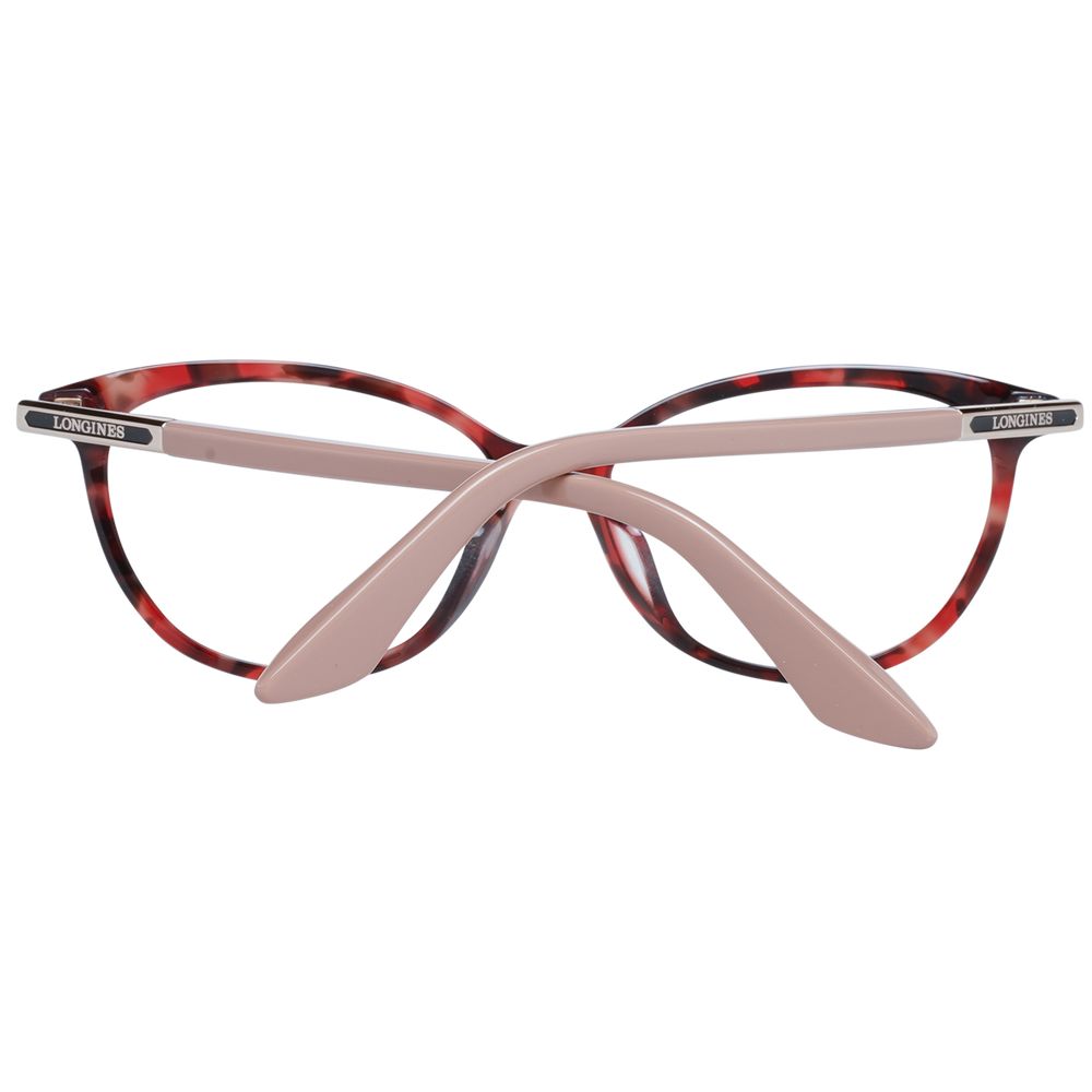 Eyeglasses Frames by Longines for women in red features an refined silhouette, showcasing the refined red coloured frame and sophisticated full-frame frame design.
