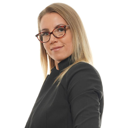 Eyeglasses Frames by Longines for women in red showcases a reflective silhouette, artfully incorporating a sophisticated red coloured frame with a distinct full-frame frame design.