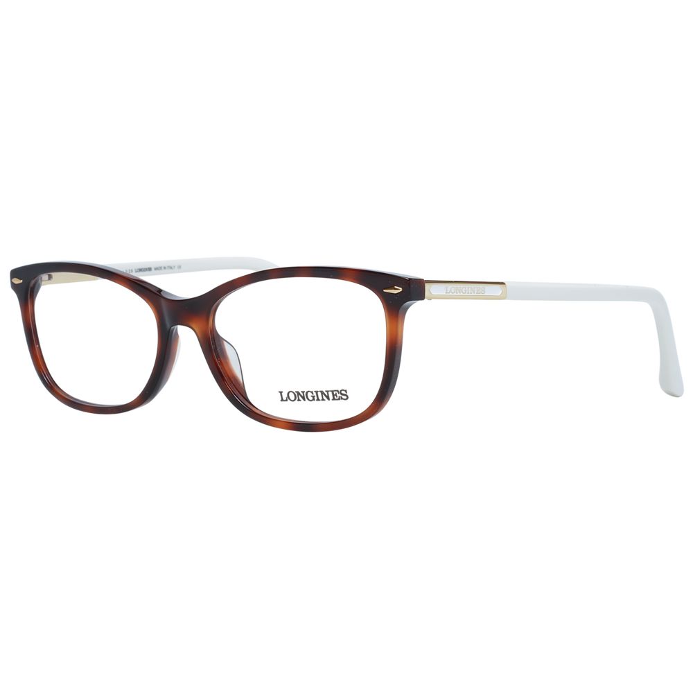 Eyeglasses Frames by Longines for women in and brown showcases a refined silhouette, detailed with a brown coloured frame finish and a sophisticated full-frame frame design.