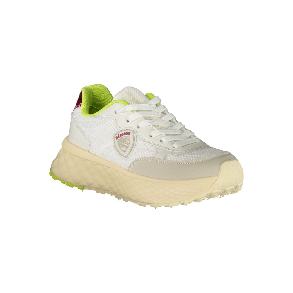 Sneakers by Blauer for women in polyester fuchsia, green & white features an opulent silhouette from the Women's Fashion Polyester Sneakers collection, showcasing a signature fashion style with an opulent finish.