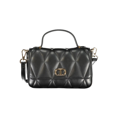 Shoulder Handbag by Twinset for women in polyethylene & polyurethane black features a ornamental silhouette, showcasing a secure snap, ample cardholder, and ornamental shoulder-strap, handle & adjustable-strap for a sophisticated look.