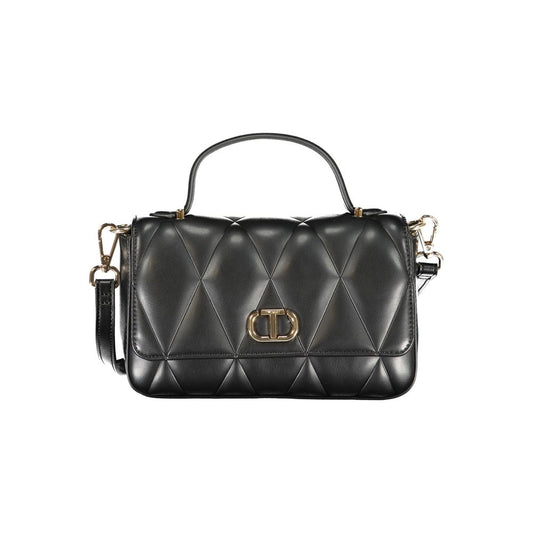 Shoulder Handbag by Twinset for women in polyethylene & polyurethane black features a ornamental silhouette, showcasing a secure snap, ample cardholder, and ornamental shoulder-strap, handle & adjustable-strap for a sophisticated look.