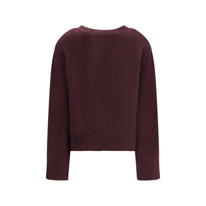 Cardigan by Lisa Yang for women in cashmere & capra leather purple features an crisp silhouette, showcasing a sophisticated v-neck neckline and detail for a truly crisp finish.