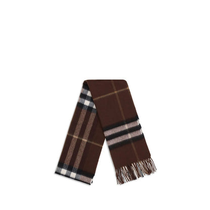 Scarf by Burberry for women in cashmere & capra leather brown & patterned presents a cosy silhouette, artfully capturing the sophisticated design and premium aesthetic of the Cashmere & Capra Leather Shawl Scarf.